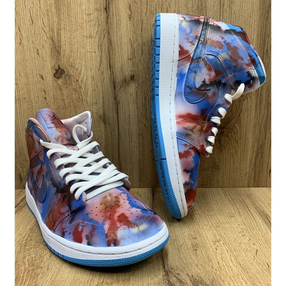 Air Jordan 1 Mid UNC Powder Blue Custom Made Sneakers BQ6472-114 Womens Size 11